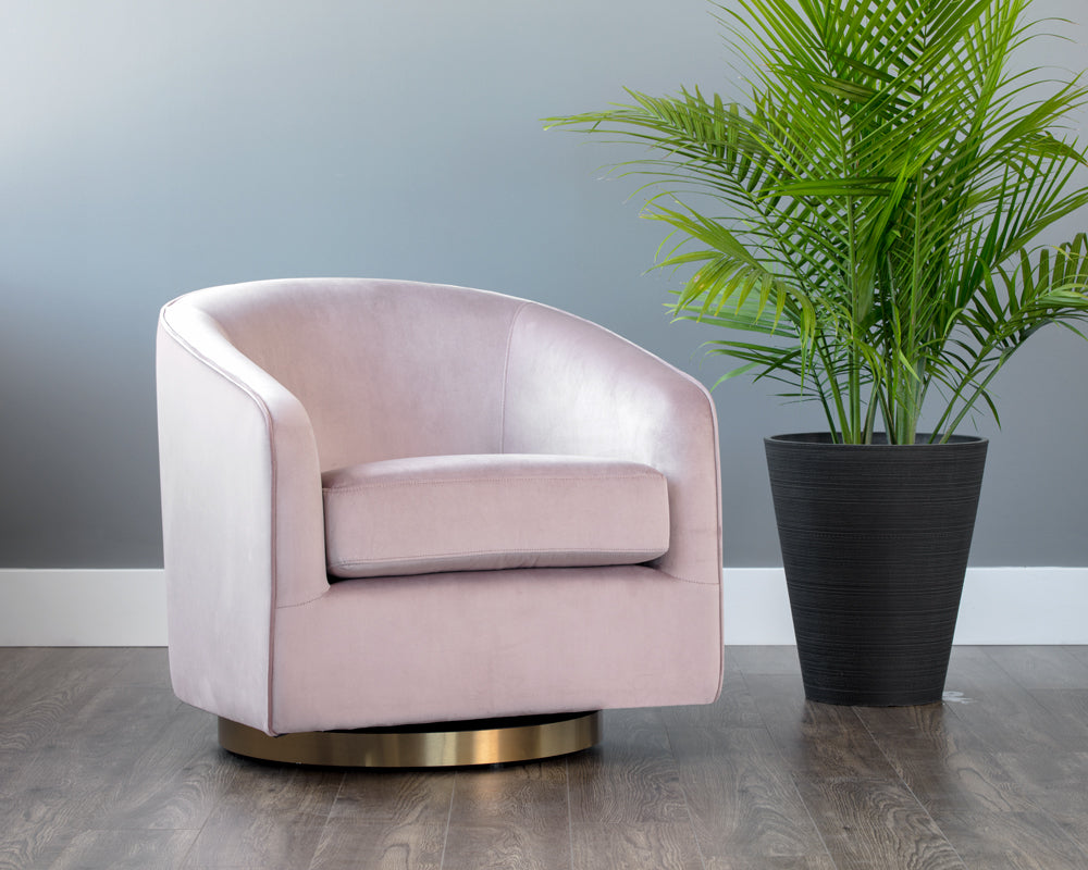 Hazel Swivel Lounge Chair - Blush Sky