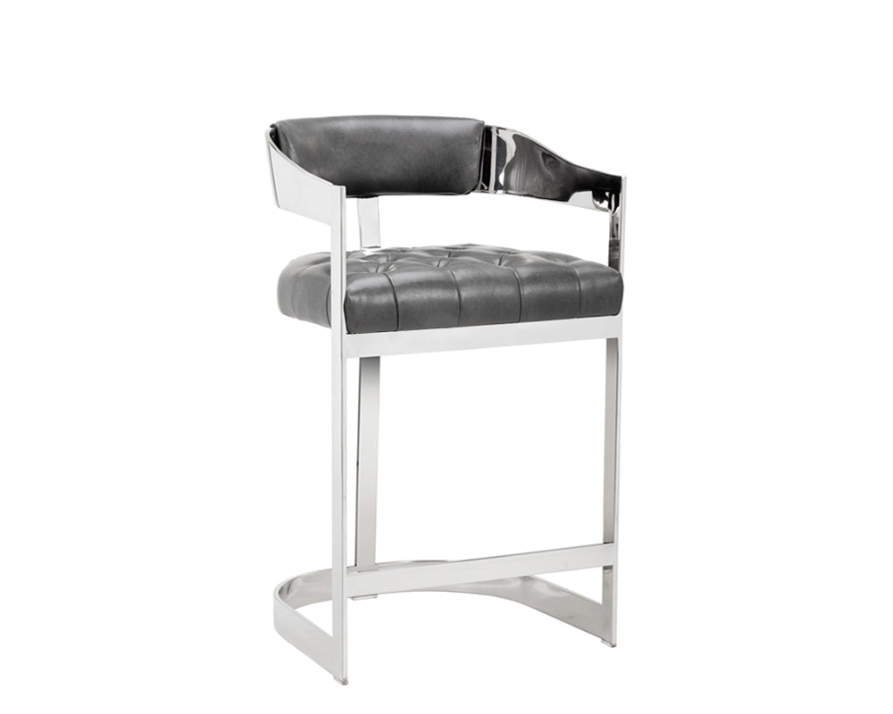 Beaumont Counter Stool - Stainless Steel - Cantina Magnetite