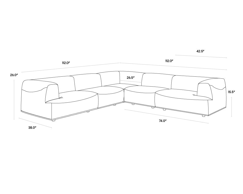 Darren Modular - Corner Chair - Smokescreen