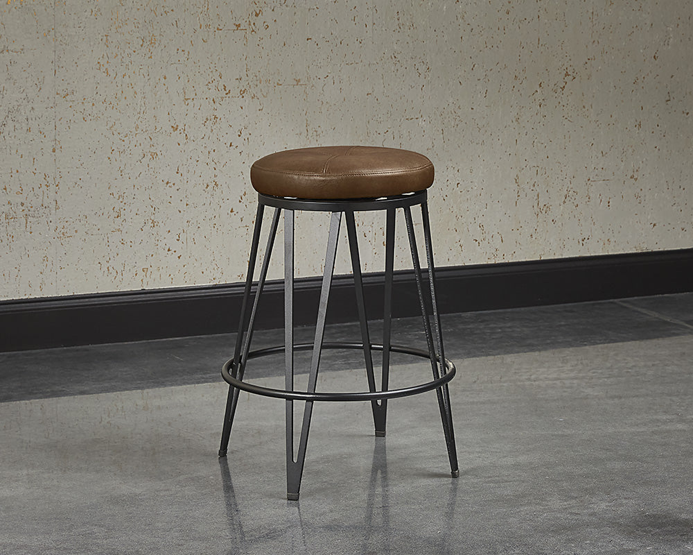 Matthews Swivel Counter Stool - Black - Bravo Cognac