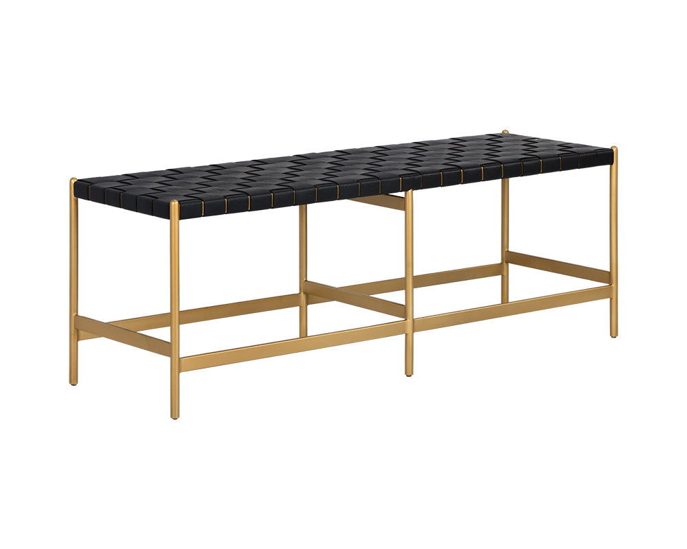 Omari Bench - Gold - Black Leather