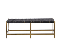 Omari Bench - Gold - Black Leather