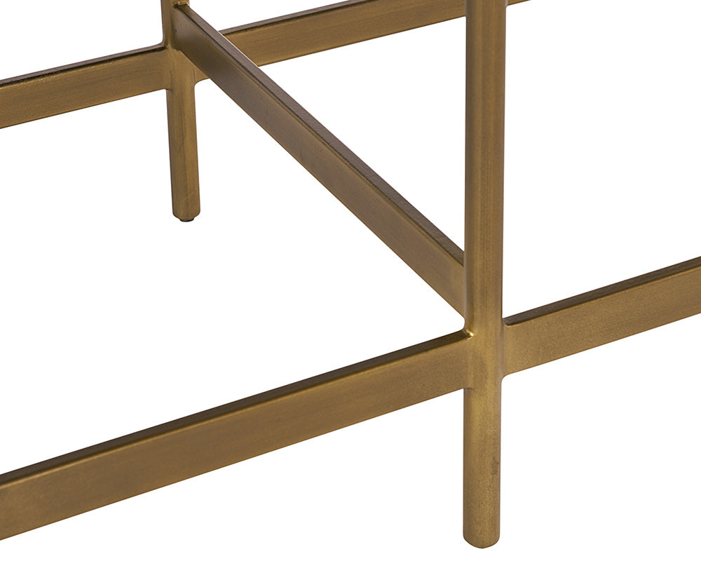 Omari Bench - Gold - Black Leather