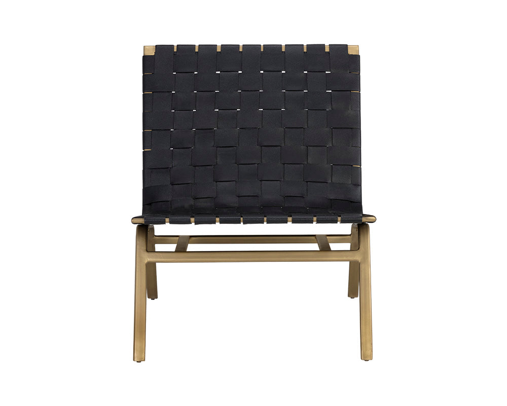 Omari Lounge Chair - Gold - Black Leather