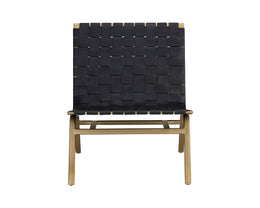 Omari Lounge Chair - Gold - Black Leather