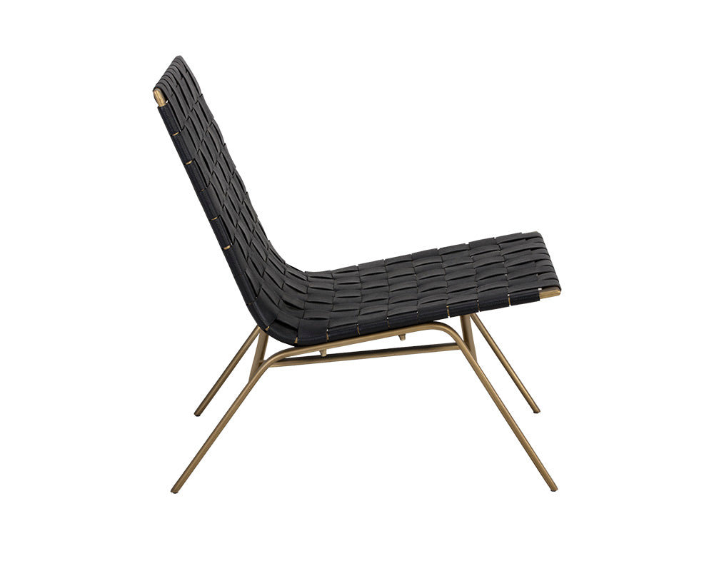 Omari Lounge Chair - Gold - Black Leather