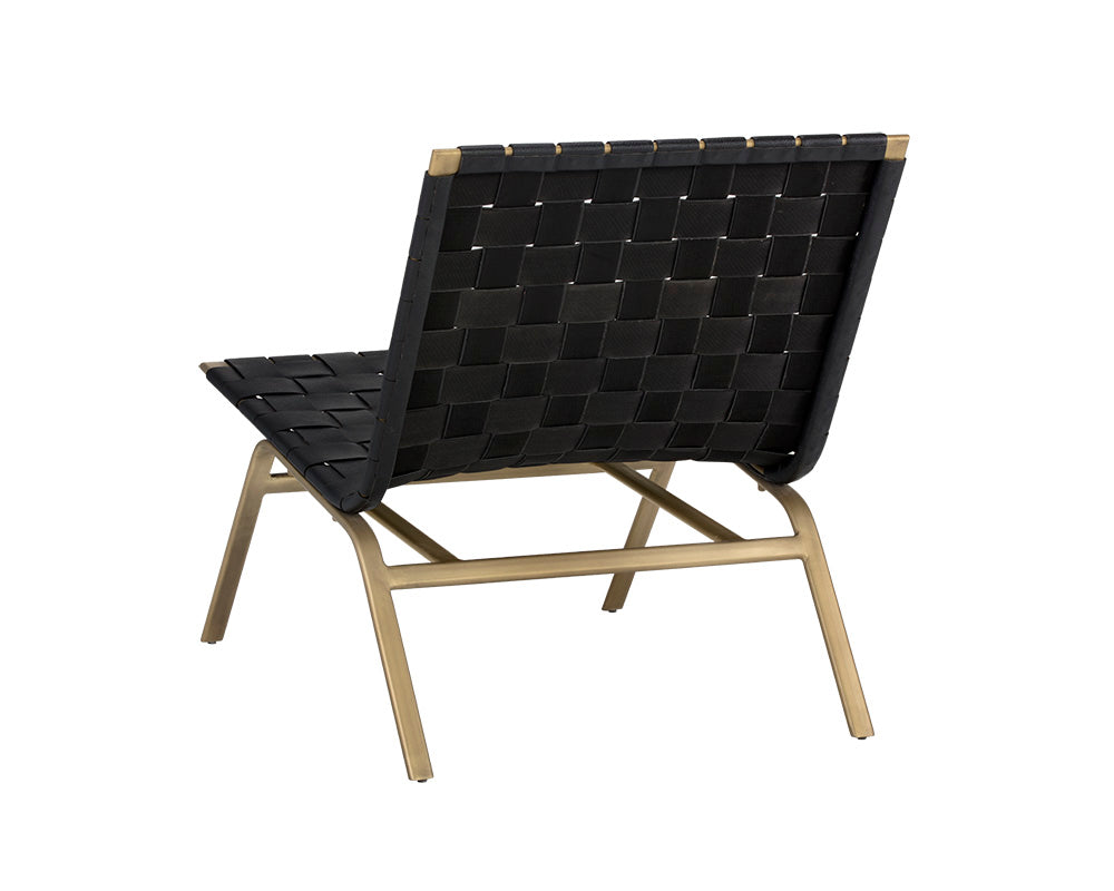 Omari Lounge Chair - Gold - Black Leather