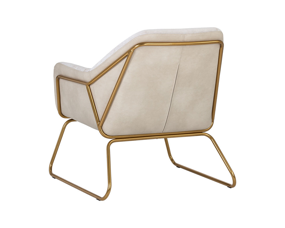 Watts Lounge Chair - Gold - Polo Club Muslin / Bravo Cream