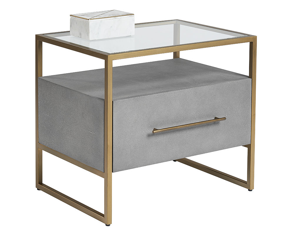 Venice Nightstand - Grey Shagreen