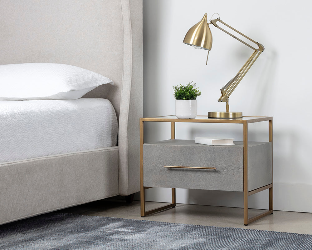 Venice Nightstand - Grey Shagreen