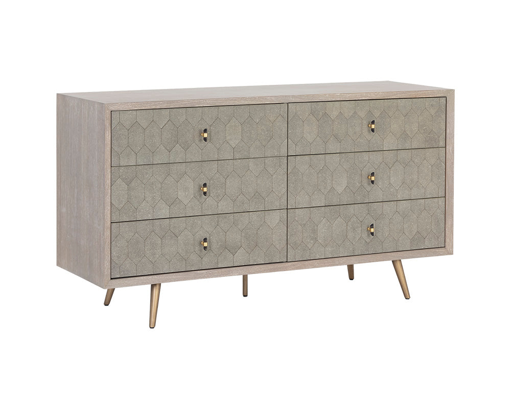 Aniston Dresser - White Ceruse - Taupe Shagreen