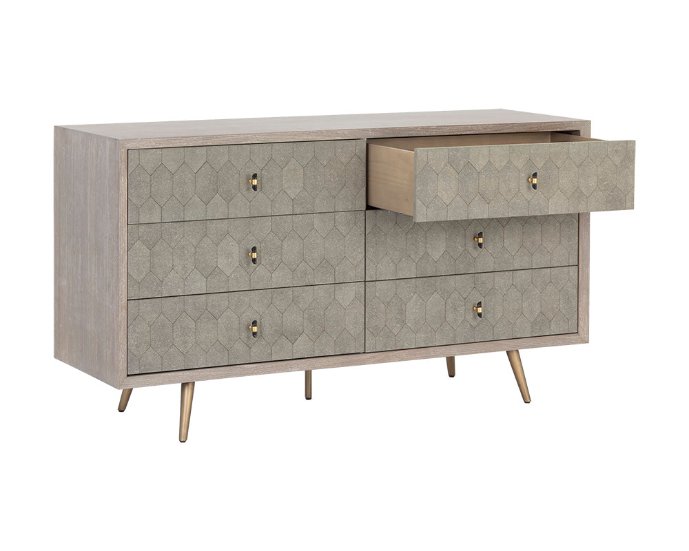 Aniston Dresser - White Ceruse - Taupe Shagreen