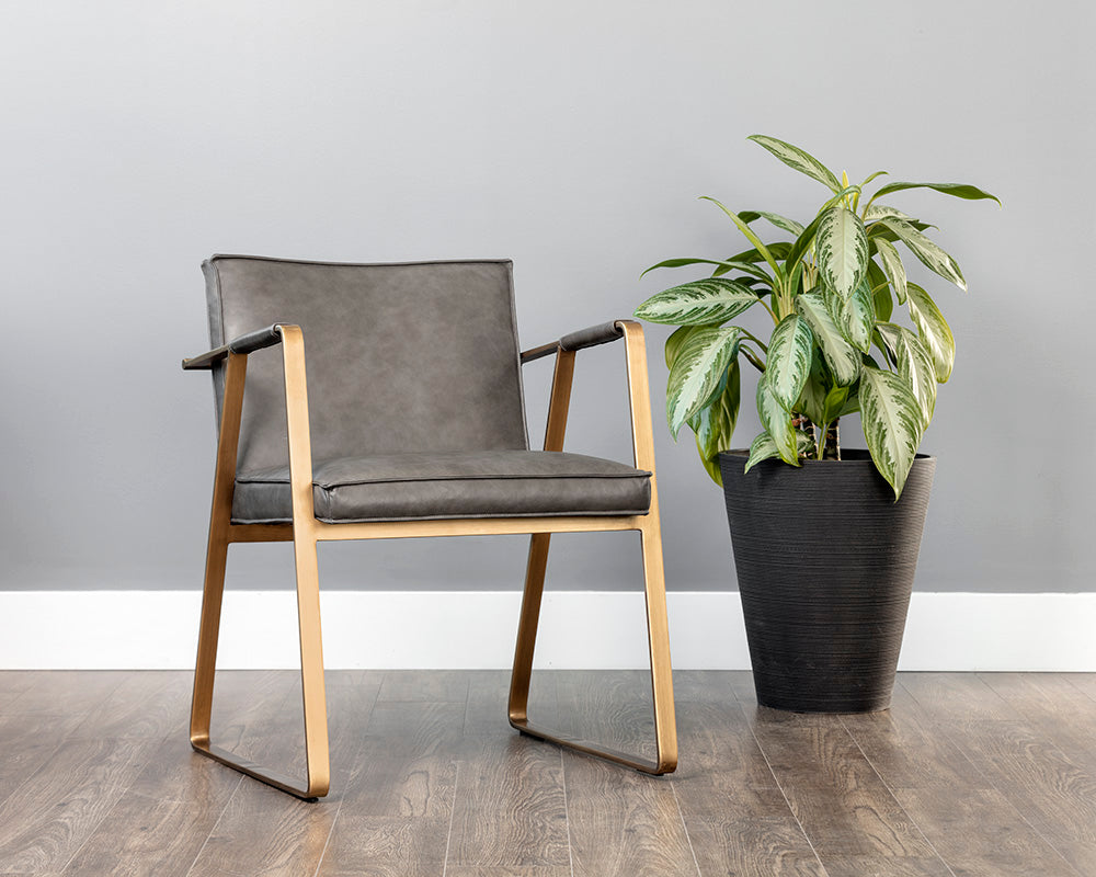 Kristoffer Dining Armchair - Vintage Steel Grey Leather