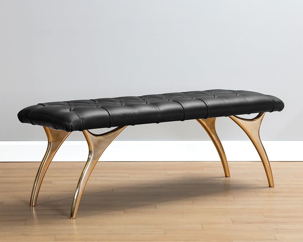 Taylen Bench - Black Leather