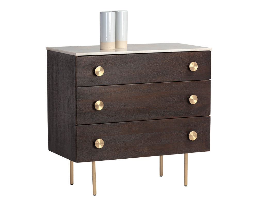 Keely Dresser - White Marble / Dark Walnut