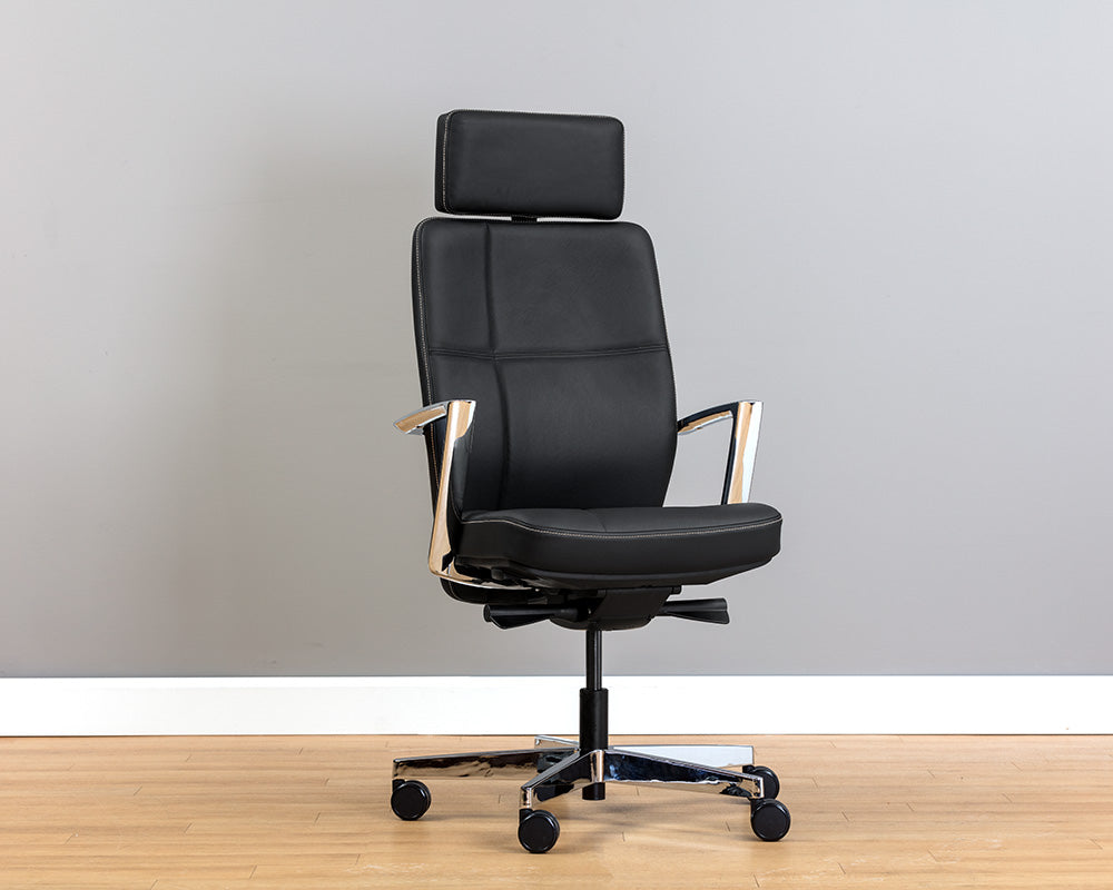 Dennison Office Chair - Black Leather