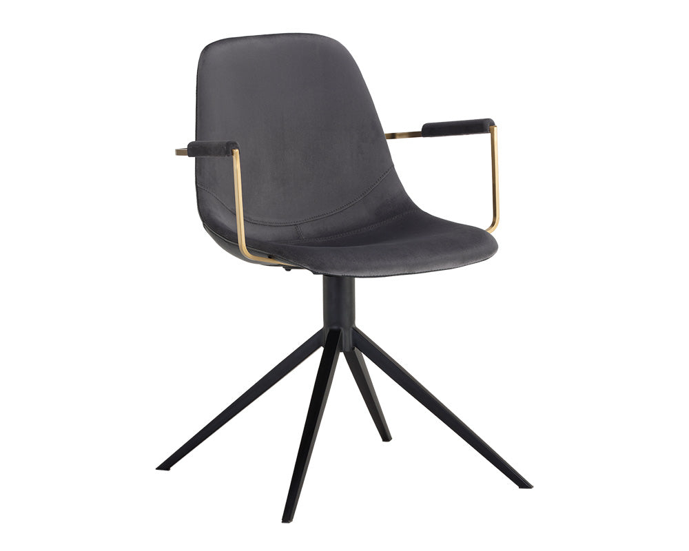 Cassius Swivel Dining Armchair - Slate Tint / Nightfall Black