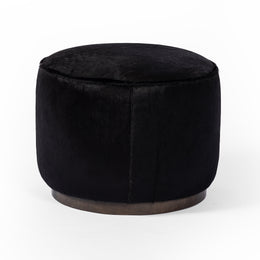 Sinclair Round Ottoman-Dark Hair On Hide