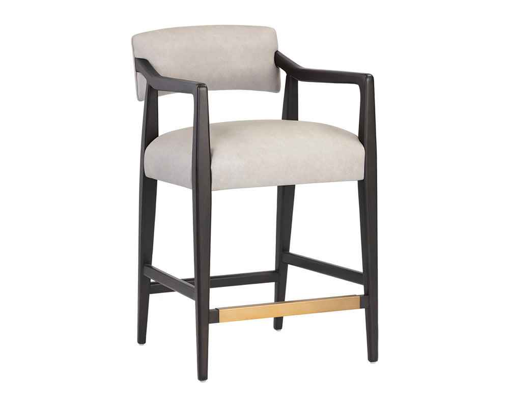 Keagan Counter Stool - Saloon Light Grey Leather