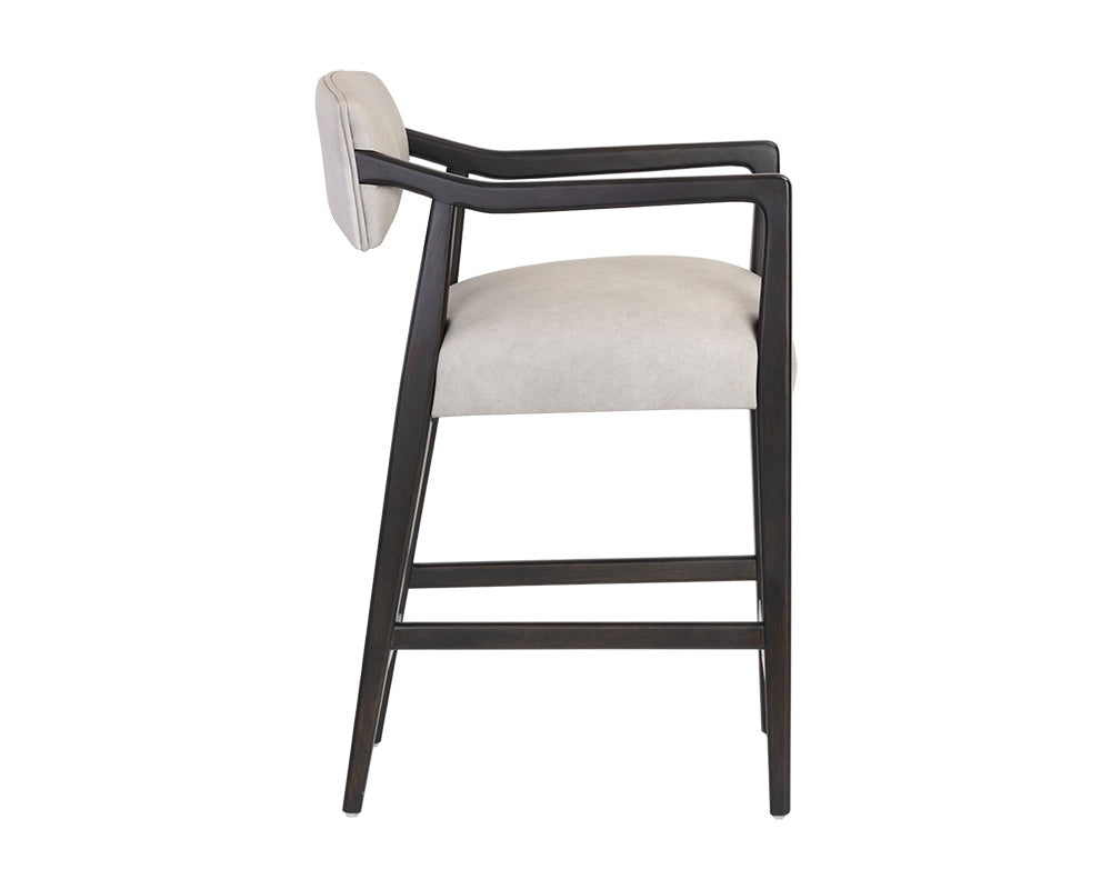 Keagan Counter Stool - Saloon Light Grey Leather