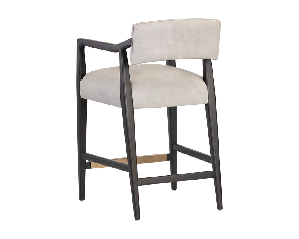 Keagan Counter Stool - Saloon Light Grey Leather