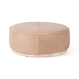 Sinclair Large Round Ottoman - Burlap by Four Hands