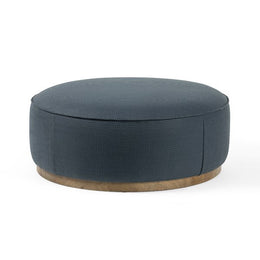 Sinclair Large Round Ottoman - Fresno Cobalt by Four Hands