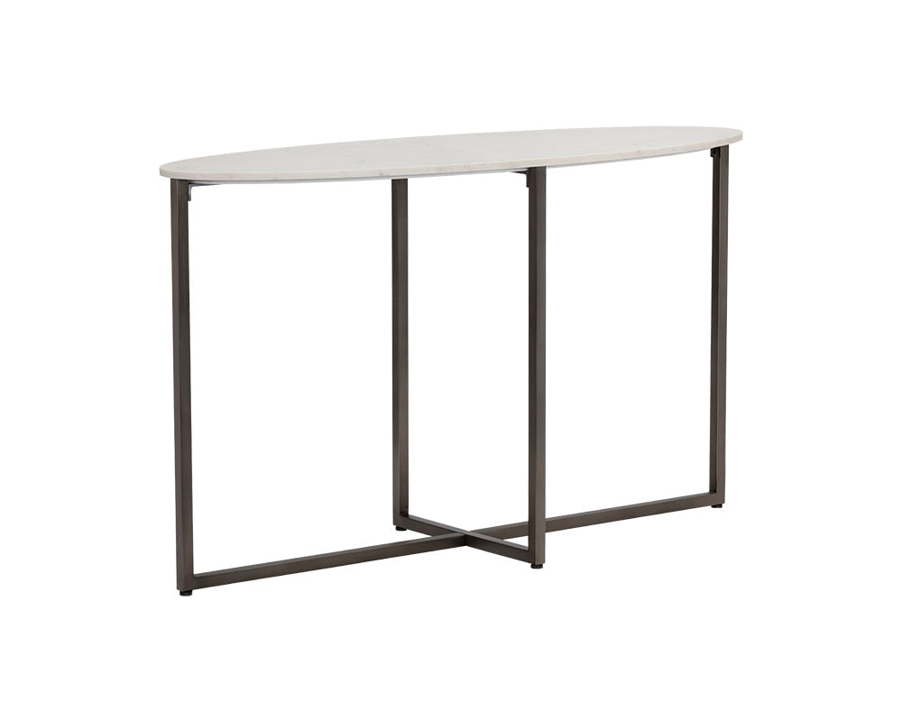 Kiara Console Table - Gunmetal - White Marble