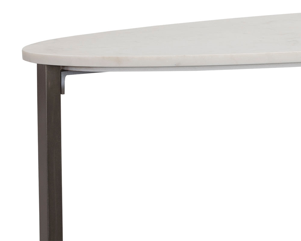 Kiara Console Table - Gunmetal - White Marble