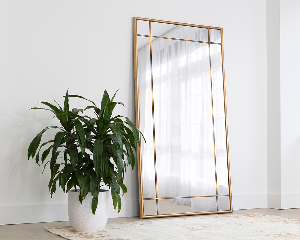 Pasadena Floor Mirror - Brass