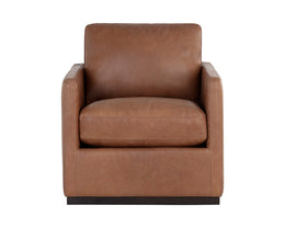 Portman Swivel Lounge Chair - Marseille Camel Leather