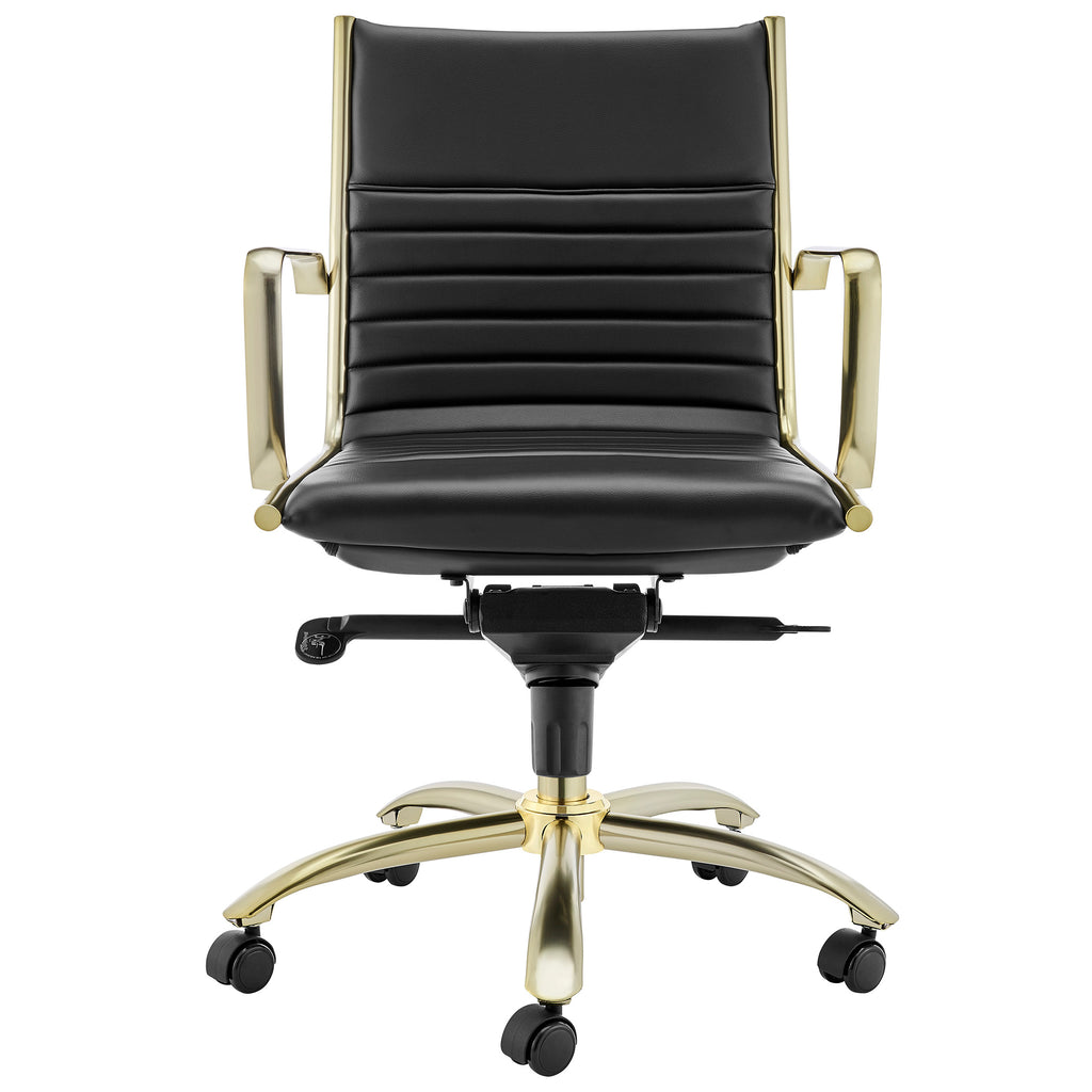 Dirk Low Back Office Chair - Black,Brushed Gold Base