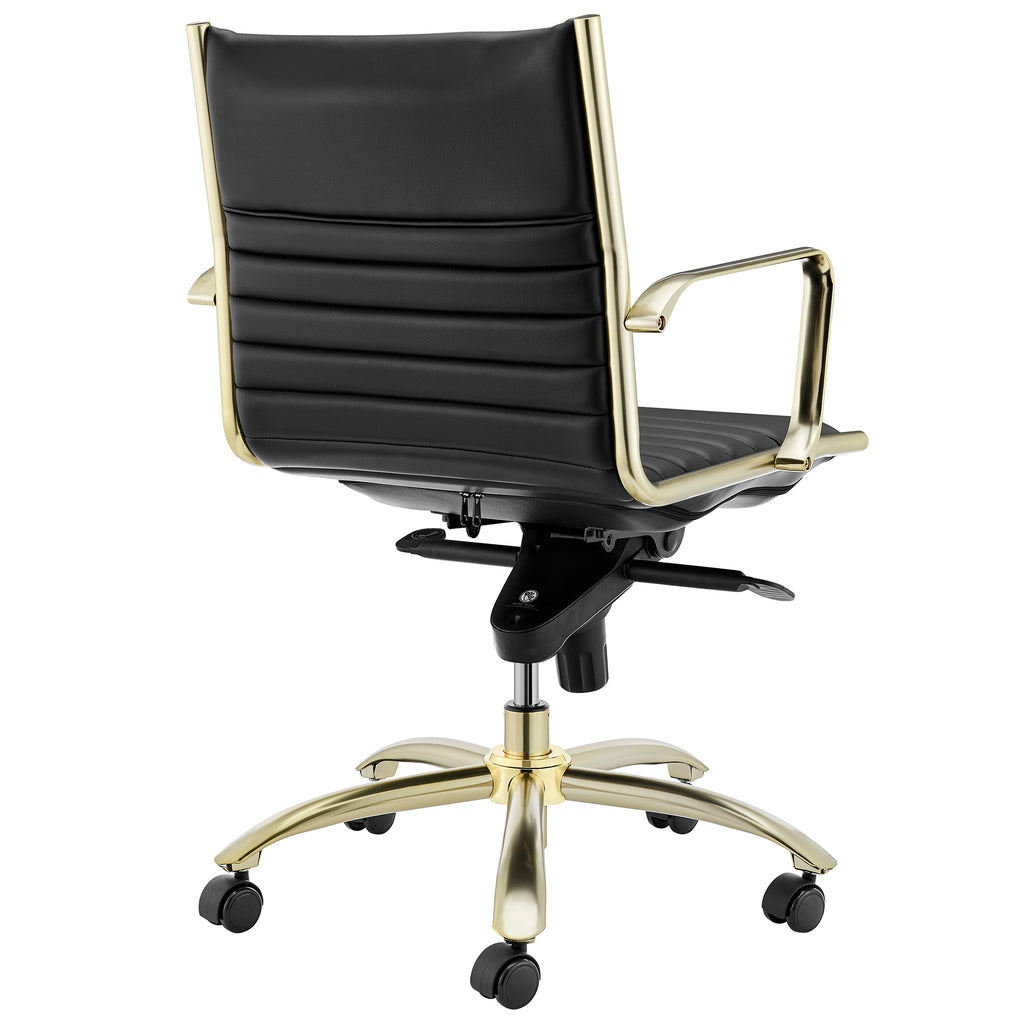 Dirk Low Back Office Chair - Black,Brushed Gold Base