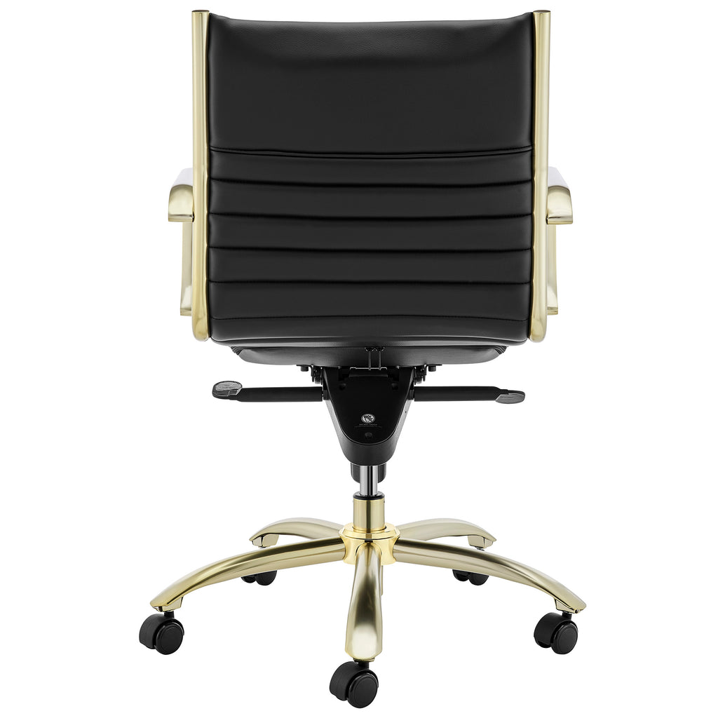 Dirk Low Back Office Chair - Black,Brushed Gold Base