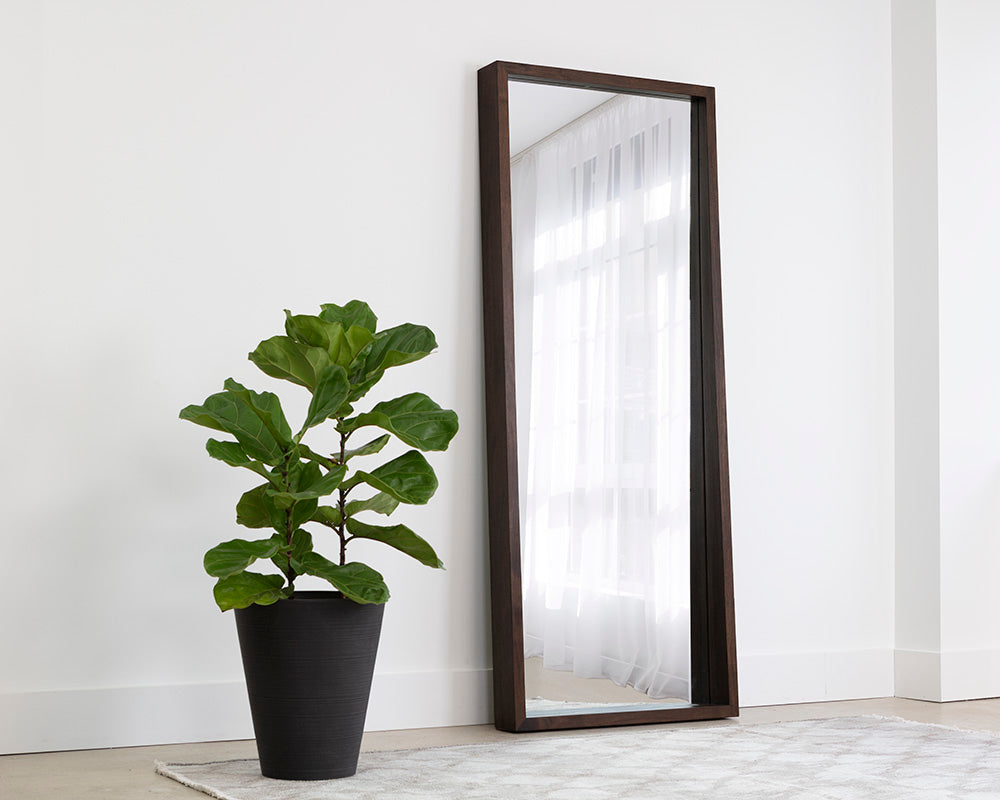 Fresno Floor Mirror - Narrow - Dark Brown