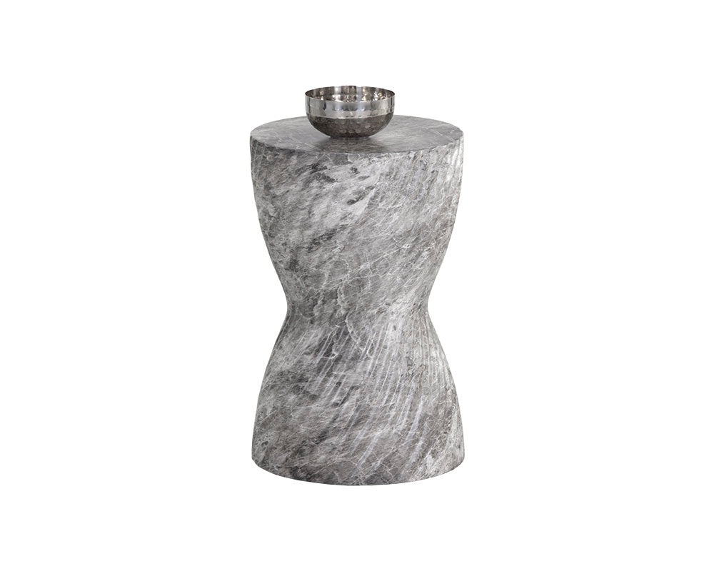 Cara End Table - Marble Look - Grey