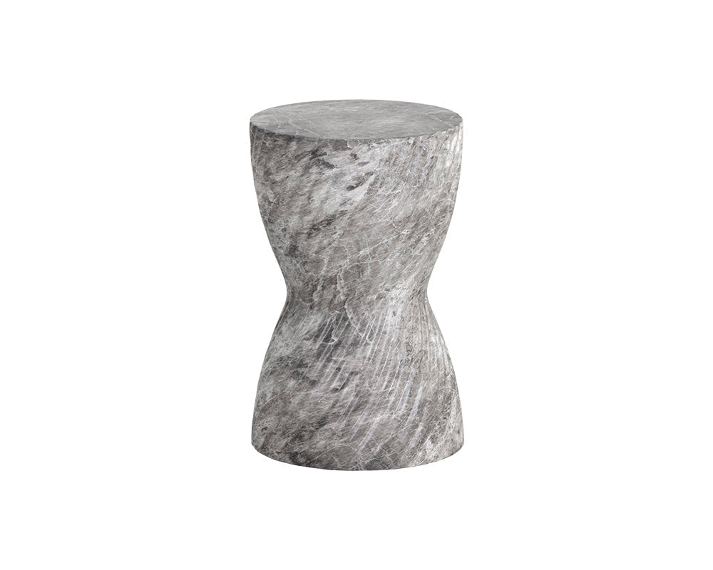 Cara End Table - Marble Look - Grey