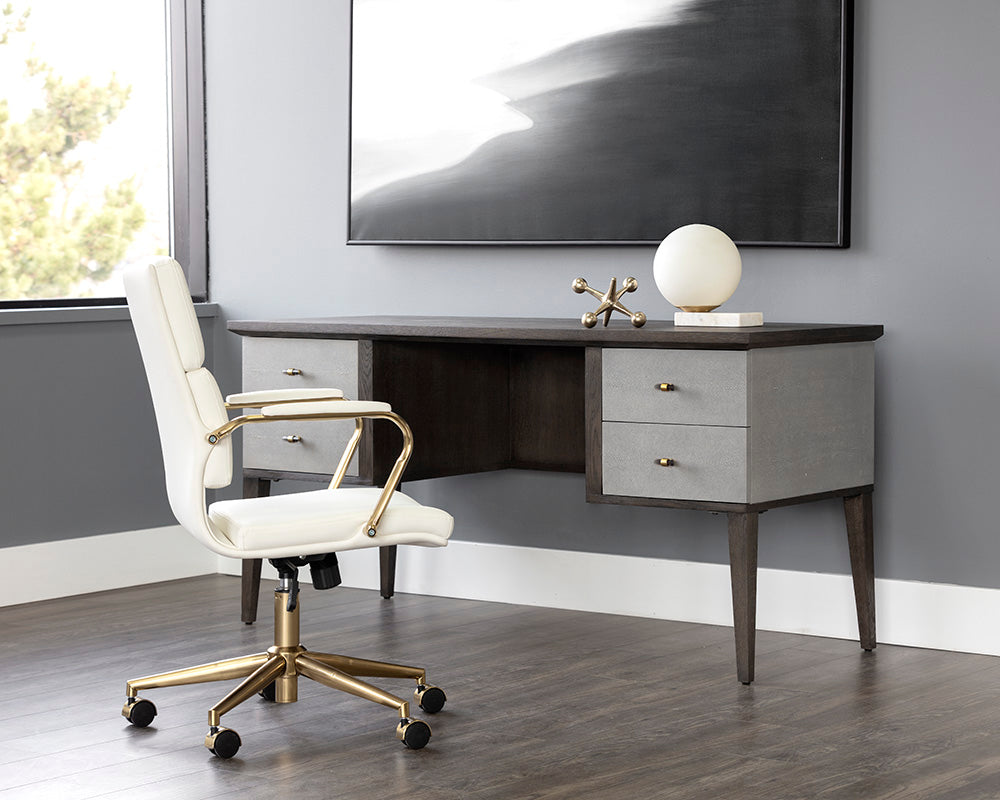 Pattinson Desk - Dark Brown - Grey Shagreen