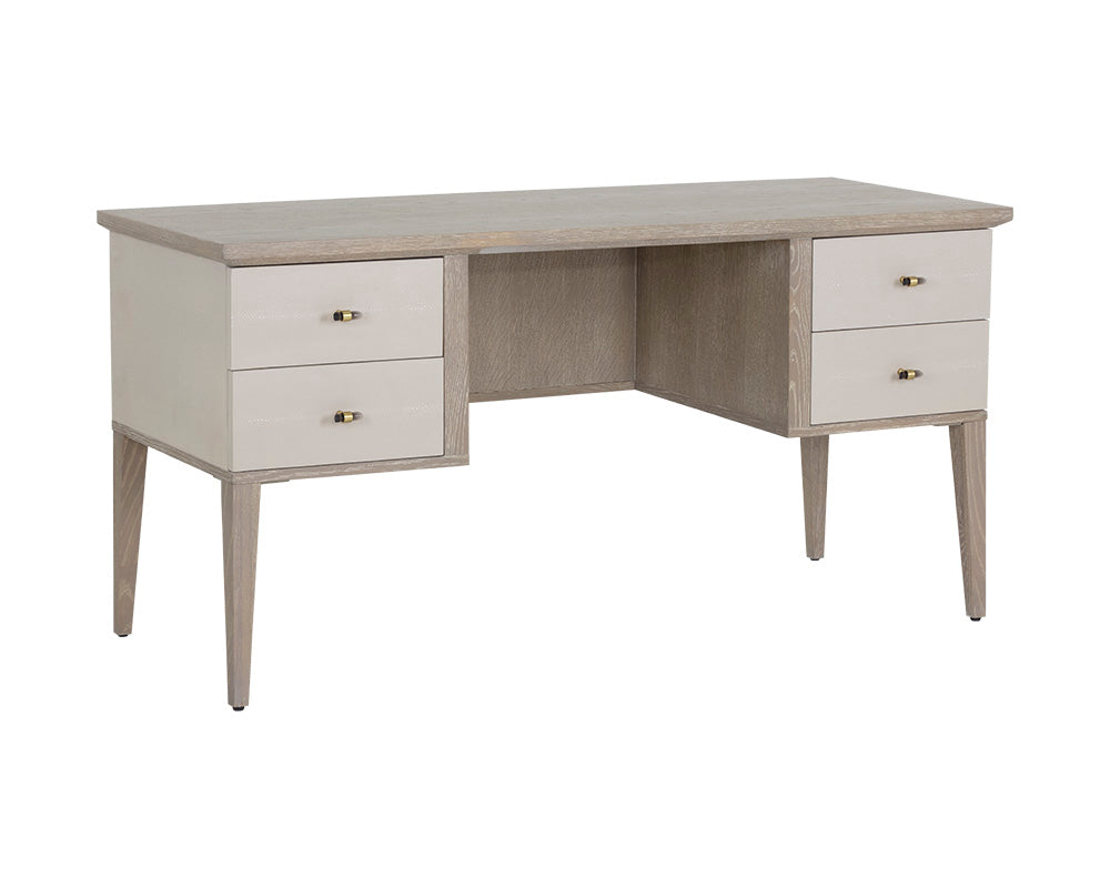 Pattinson Desk - White Ceruse - Cream Shagreen