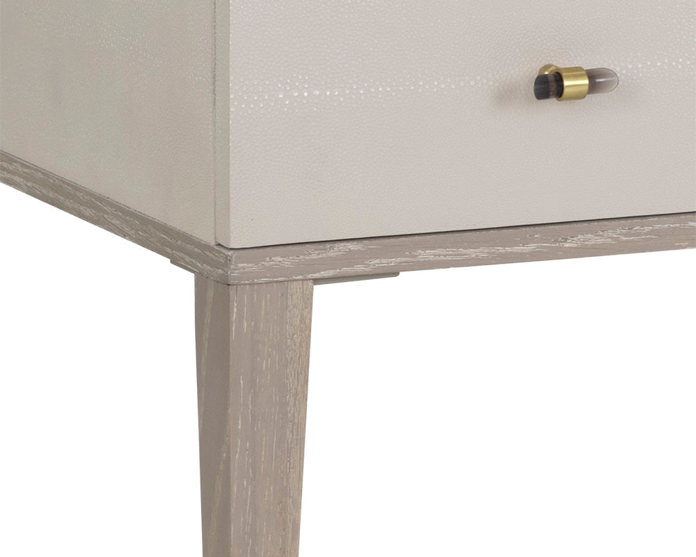 Pattinson Desk - White Ceruse - Cream Shagreen