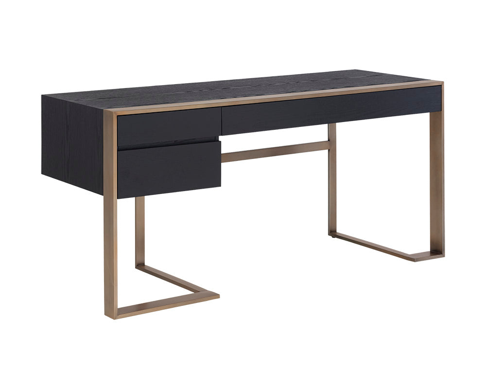 Dalton Desk - Antique Brass - Black