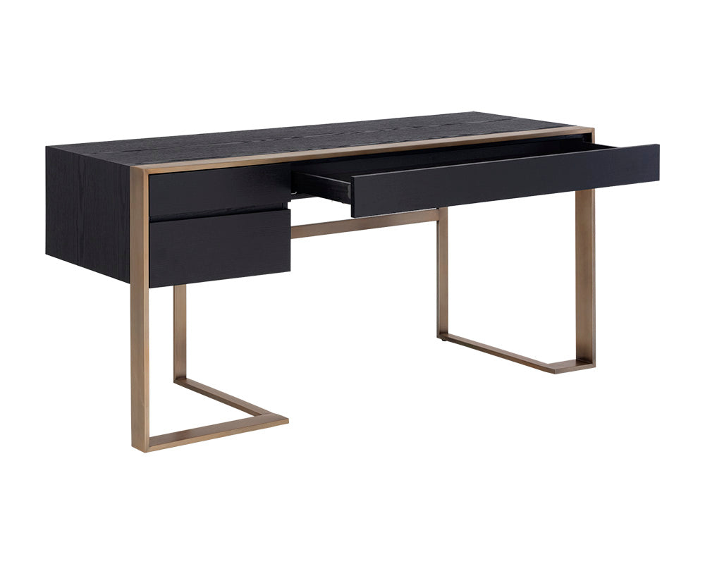 Dalton Desk - Antique Brass - Black