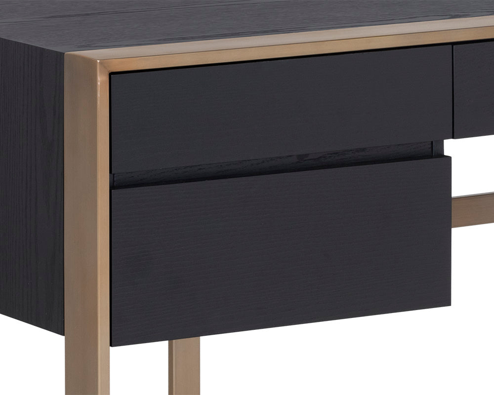 Dalton Desk - Antique Brass - Black