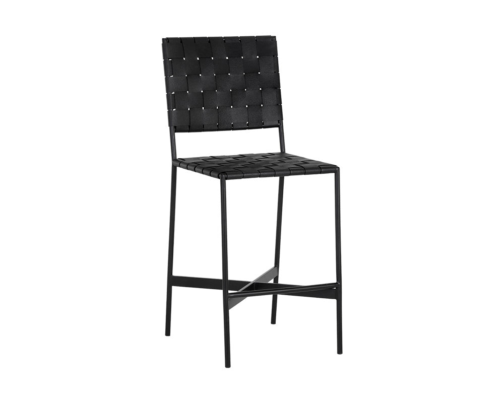 Omari Counter Stool - Black - Black Leather