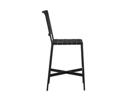 Omari Counter Stool - Black - Black Leather