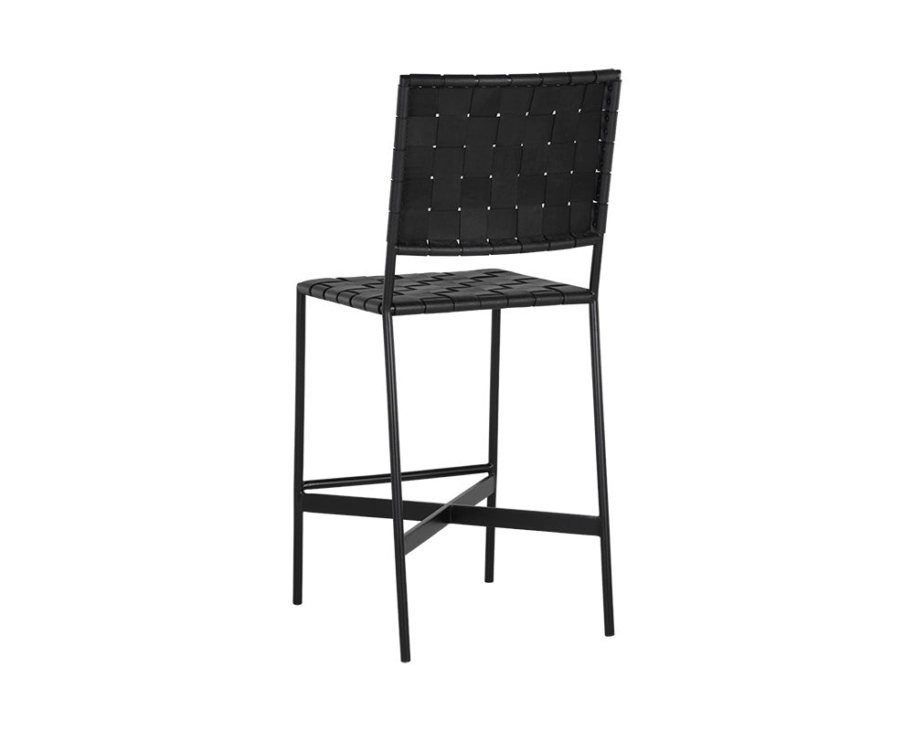 Omari Counter Stool - Black - Black Leather