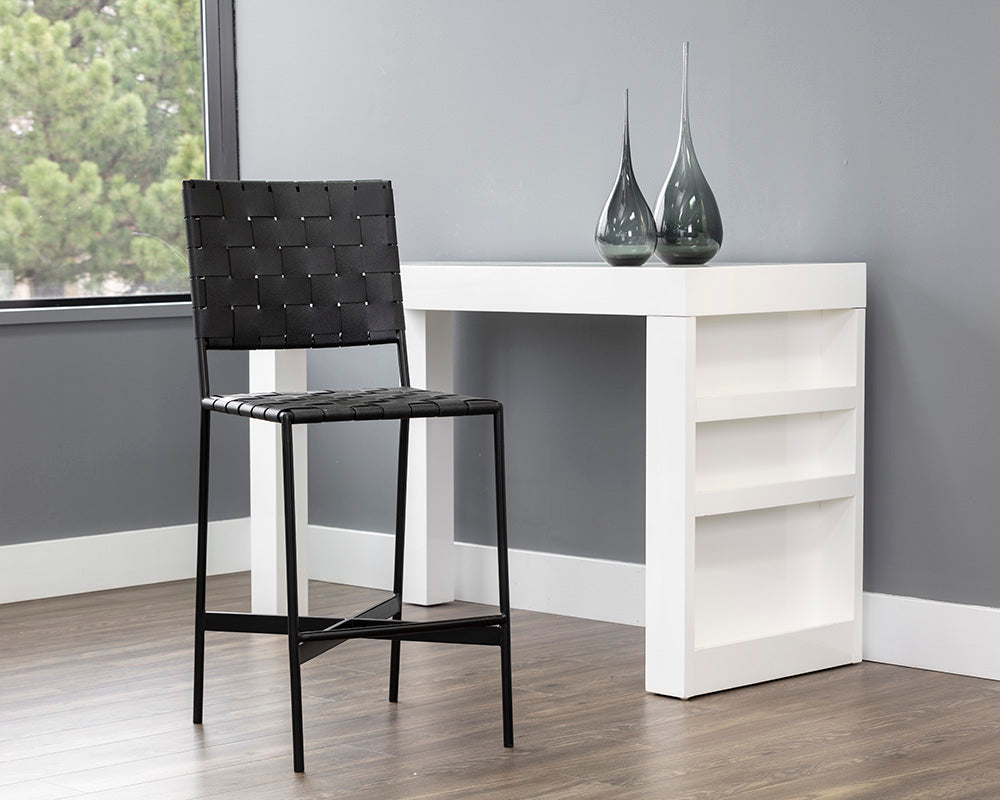 Omari Counter Stool - Black - Black Leather