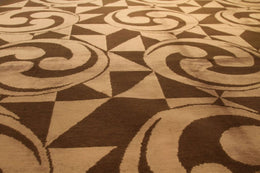 Rug & Kilim's Custom Geometric Beige-Brown Wool And Silk Rug - Kaleidoscope