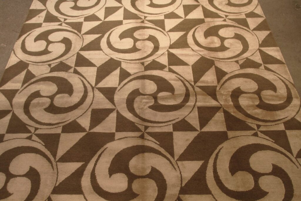 Rug & Kilim's Custom Geometric Beige-Brown Wool And Silk Rug - Kaleidoscope