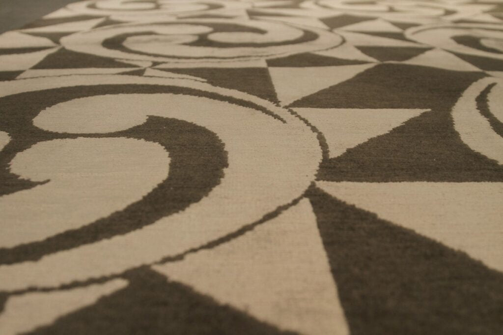 Rug & Kilim's Custom Geometric Beige-Brown Wool And Silk Rug - Kaleidoscope